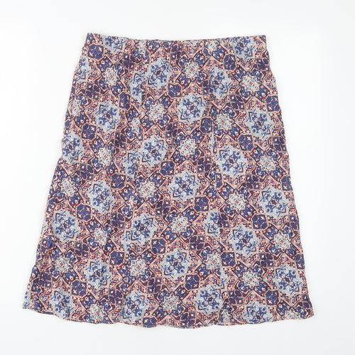 EWM Womens Multicoloured Fair Isle Linen A-Line Skirt Size 10