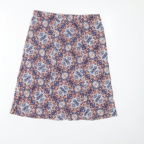 EWM Womens Multicoloured Fair Isle Linen A-Line Skirt Size 10