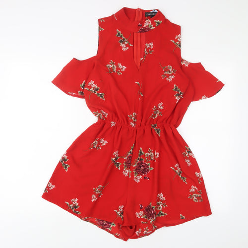 Cameo Rose Womens Red Floral Polyester Playsuit One-Piece Size 12 L3 in Zip