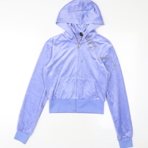 H&M Womens Blue Polyester Full Zip Hoodie Size S Zip