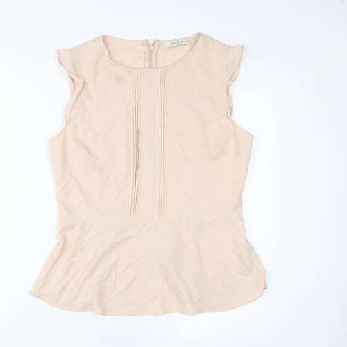 Oasis Womens Beige Polyester Basic Tank Size 14 Boat Neck