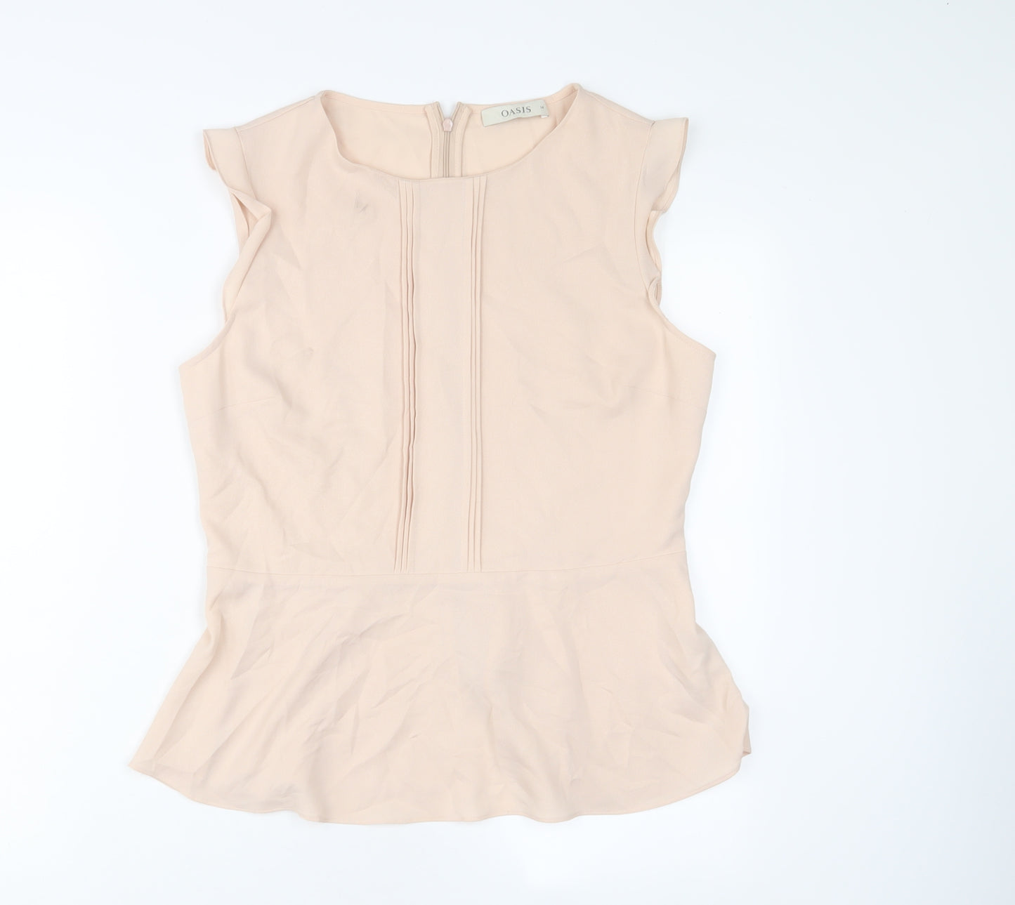 Oasis Womens Beige Polyester Basic Tank Size 14 Boat Neck