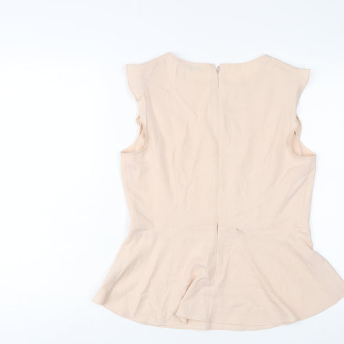 Oasis Womens Beige Polyester Basic Tank Size 14 Boat Neck
