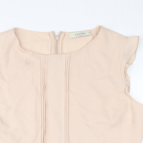 Oasis Womens Beige Polyester Basic Tank Size 14 Boat Neck