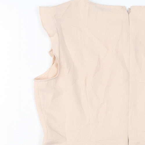 Oasis Womens Beige Polyester Basic Tank Size 14 Boat Neck