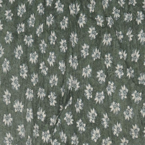Marks and Spencer Womens Green Floral Viscose Trousers Size 18 L30 in Regular