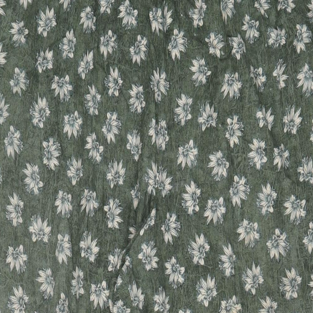 Marks and Spencer Womens Green Floral Viscose Trousers Size 18 L30 in Regular
