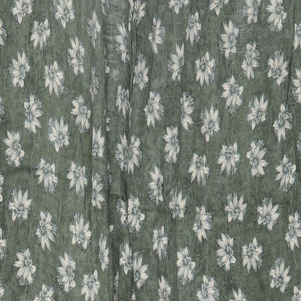 Marks and Spencer Womens Green Floral Viscose Trousers Size 18 L30 in Regular