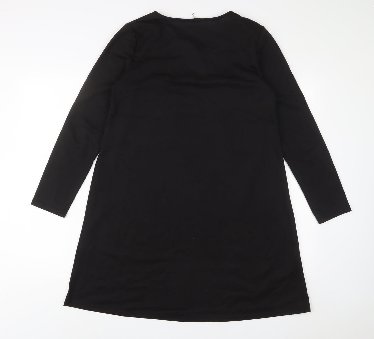Anself Womens Black Polyester A-Line Size M V-Neck Pullover
