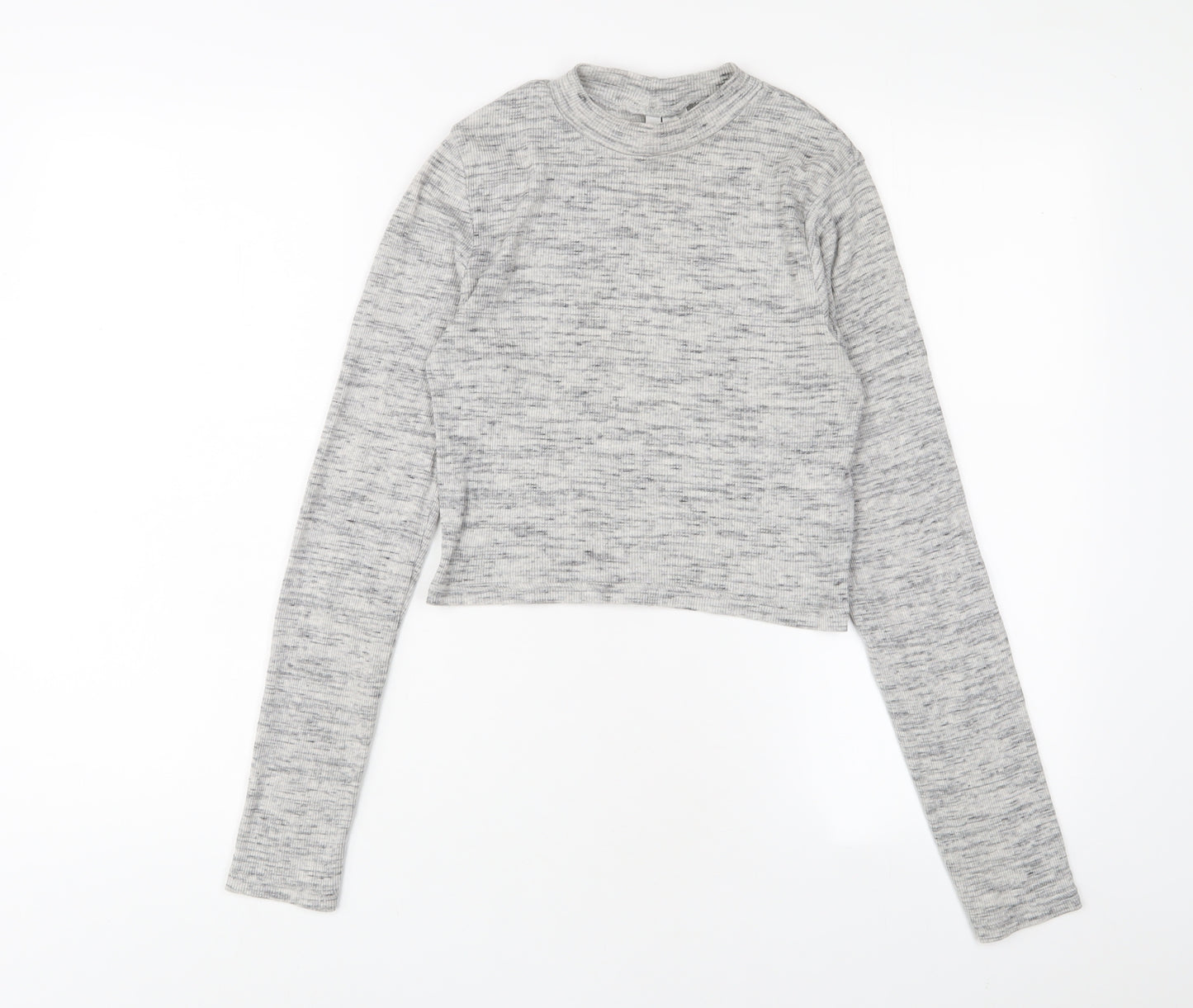 H&M Womens Grey Cotton Cropped T-Shirt Size S Crew Neck