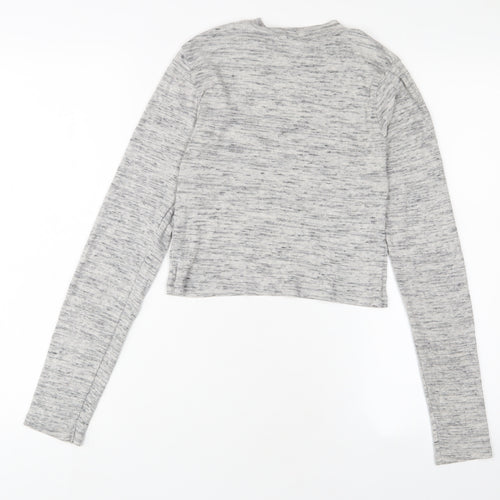 H&M Womens Grey Cotton Cropped T-Shirt Size S Crew Neck