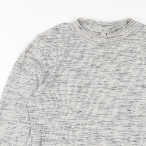 H&M Womens Grey Cotton Cropped T-Shirt Size S Crew Neck
