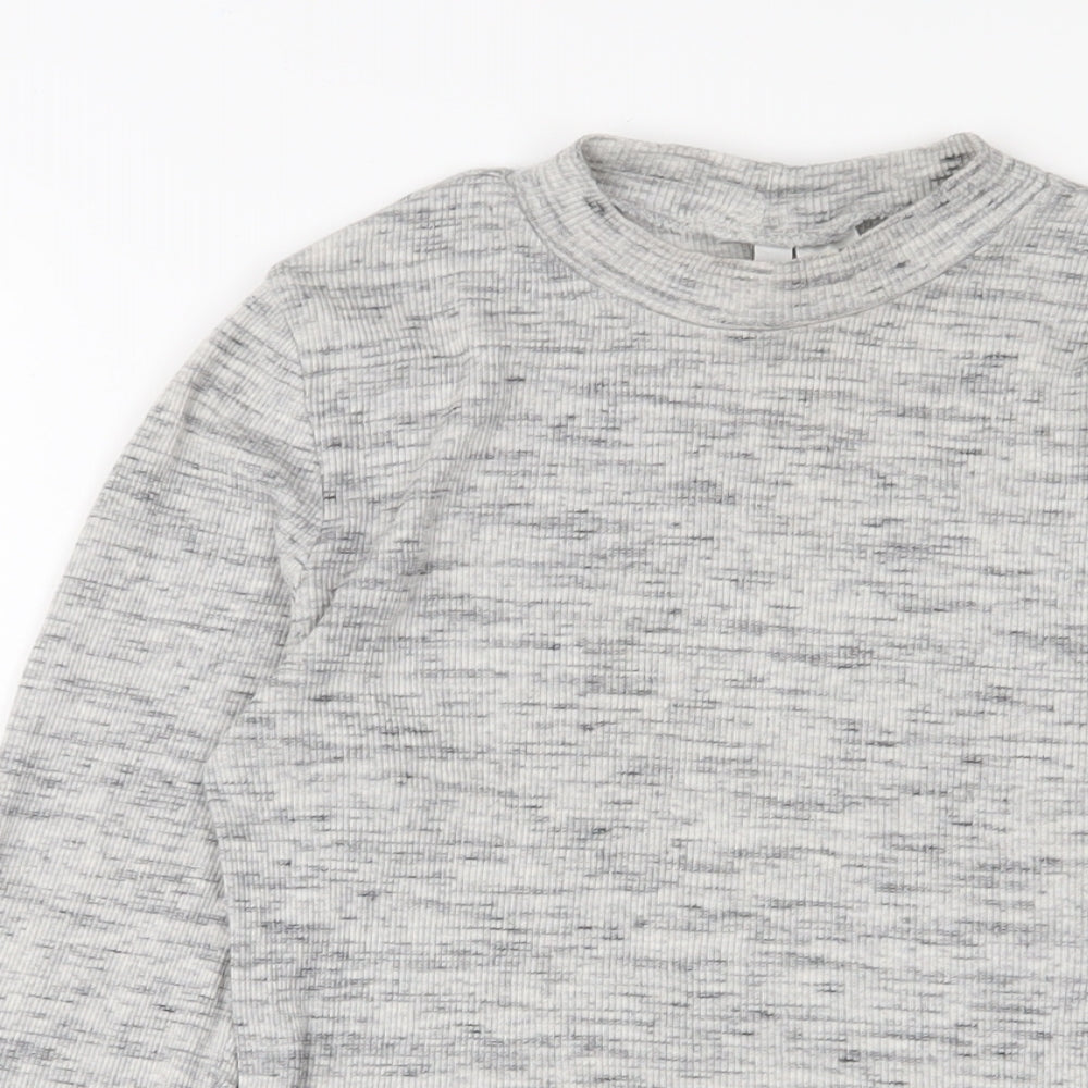 H&M Womens Grey Cotton Cropped T-Shirt Size S Crew Neck