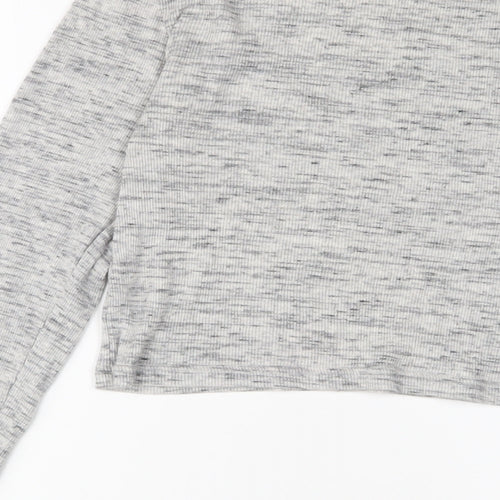 H&M Womens Grey Cotton Cropped T-Shirt Size S Crew Neck