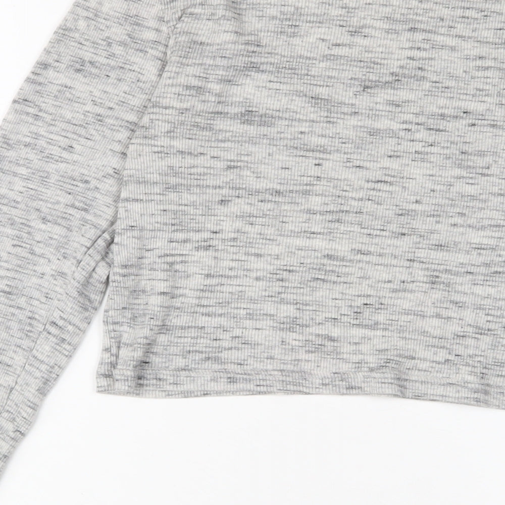 H&M Womens Grey Cotton Cropped T-Shirt Size S Crew Neck