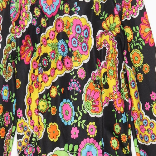 Leg Avenue Womens Multicoloured Geometric Nylon A-Line Size S Collared Zip - Belted