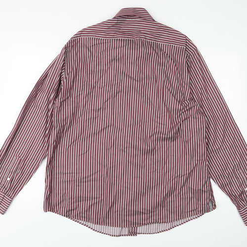 Marks and Spencer Mens Purple Striped Cotton Button-Up Size 2XL Collared Button