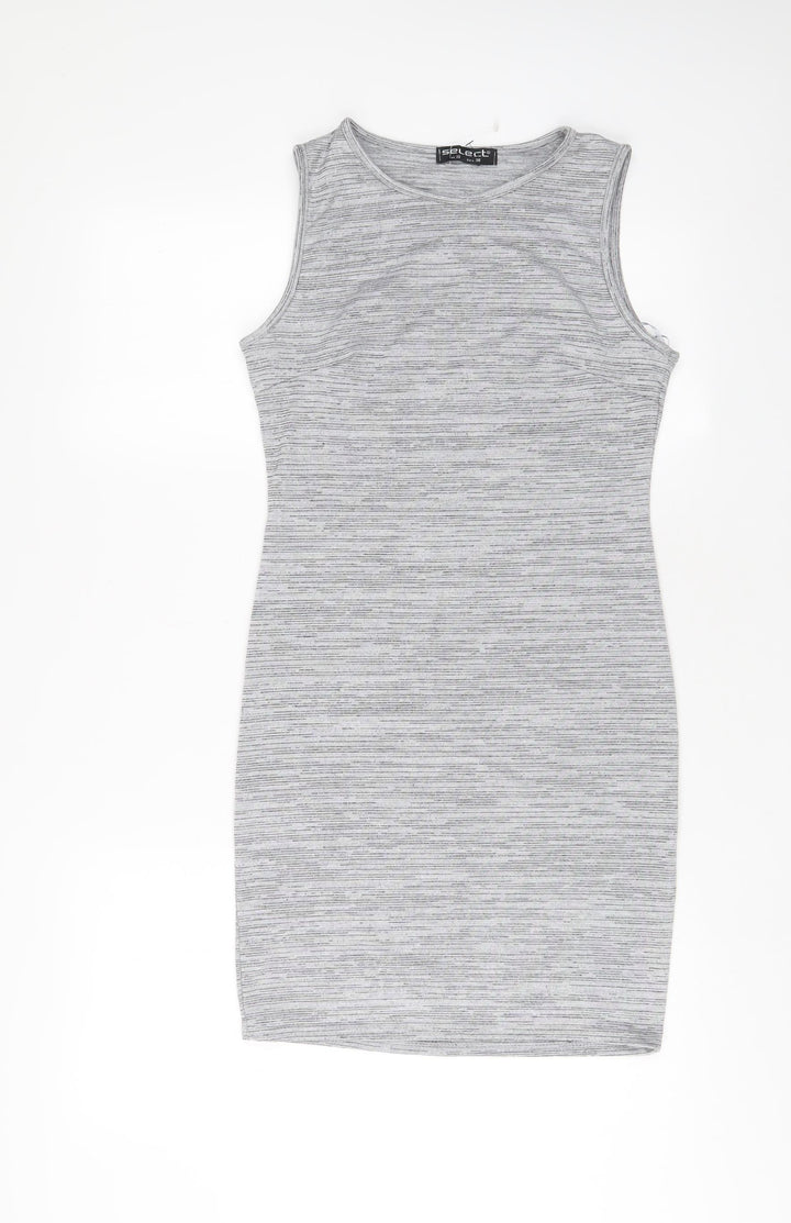 Select Womens Grey Polyester Bodycon Size 10 Crew Neck Pullover