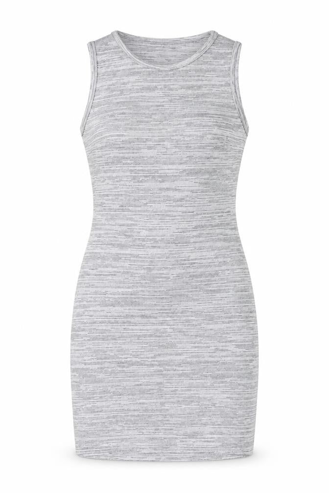 Front view of Select women’s grey polyester bodycon, size UK 10, crew neck pullover