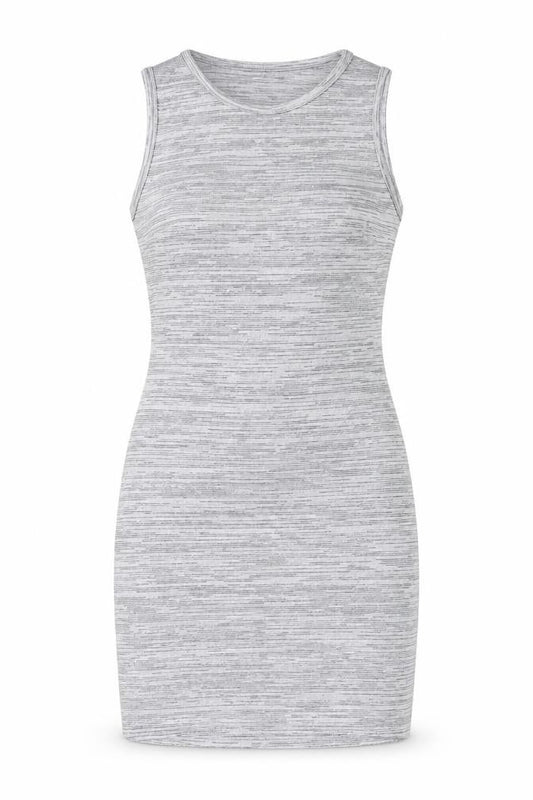 Front view of Select women’s grey polyester bodycon, size UK 10, crew neck pullover