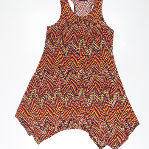 Indulgence Womens Multicoloured Geometric Polyester A-Line Size M Scoop Neck Pullover