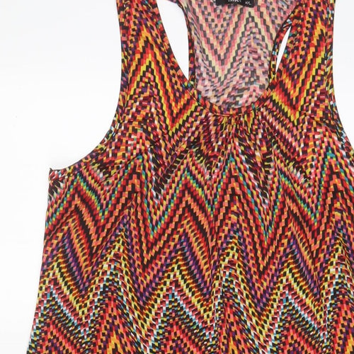 Indulgence Womens Multicoloured Geometric Polyester A-Line Size M Scoop Neck Pullover