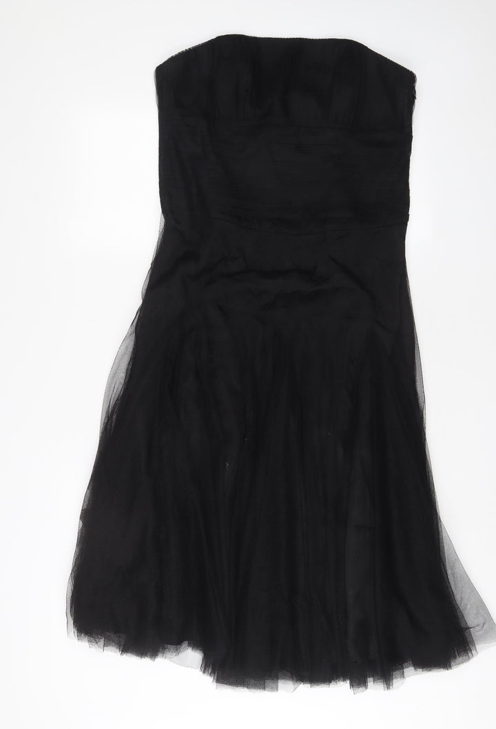 Monsoon Womens Black Polyester A-Line Size 14 Sweetheart Zip