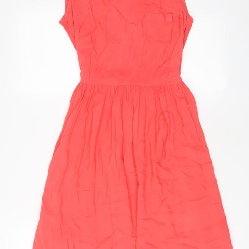 Miss Selfridge Womens Pink Viscose A-Line Size 8 Scoop Neck Zip