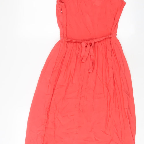 Miss Selfridge Womens Pink Viscose A-Line Size 8 Scoop Neck Zip