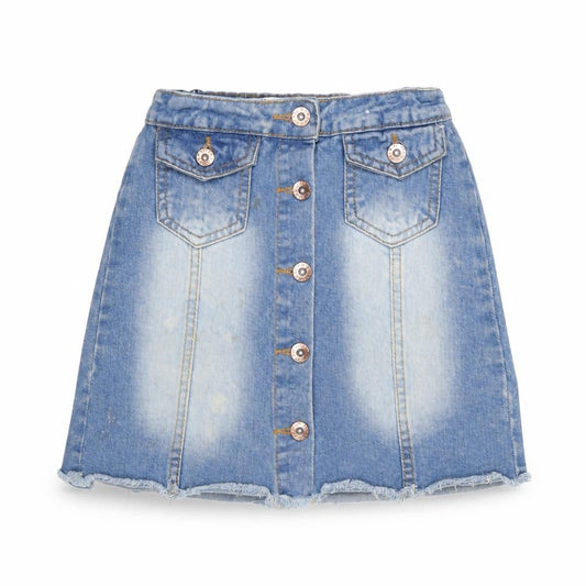 Denim & Co. Girls Blue Cotton A-Line Skirt Size 9-10 Years Regular Button