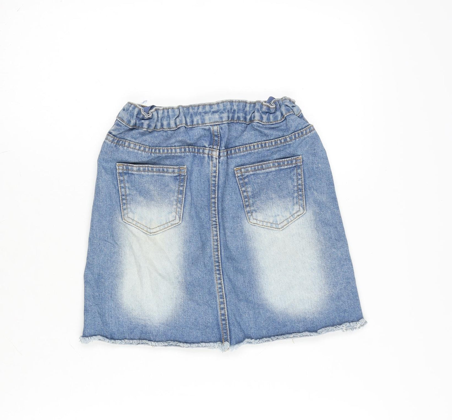 Denim & Co. Girls Blue Cotton A-Line Skirt Size 9-10 Years Regular Button