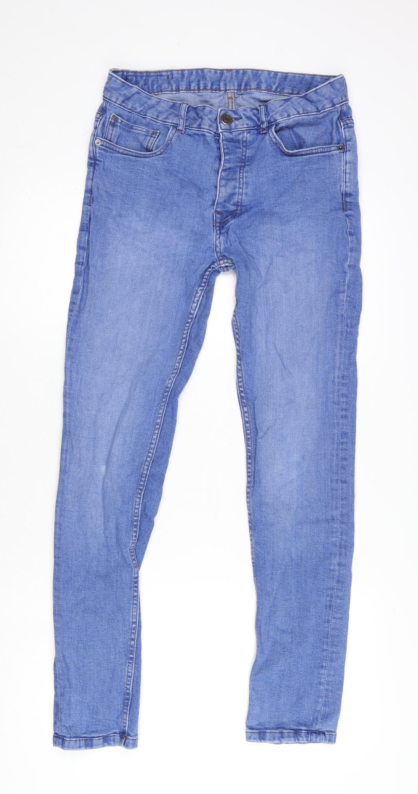 Denim & Co. Mens Blue Cotton Blend Straight Jeans Size 32 in L31 in Regular Zip