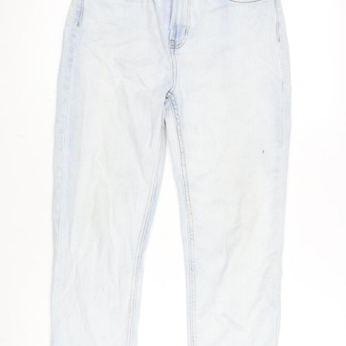 Denim & Co. Womens Blue Cotton Blend Straight Jeans Size 10 L26.5 in Regular Zip
