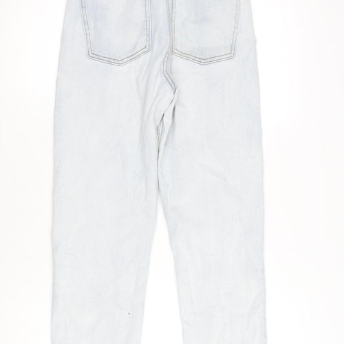 Denim & Co. Womens Blue Cotton Blend Straight Jeans Size 10 L26.5 in Regular Zip