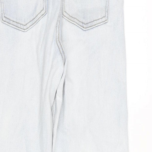 Denim & Co. Womens Blue Cotton Blend Straight Jeans Size 10 L26.5 in Regular Zip