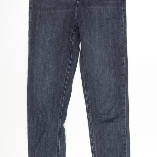 Topshop Womens Grey Cotton Blend Straight Jeans Size 26 in L32 in Regular Zip