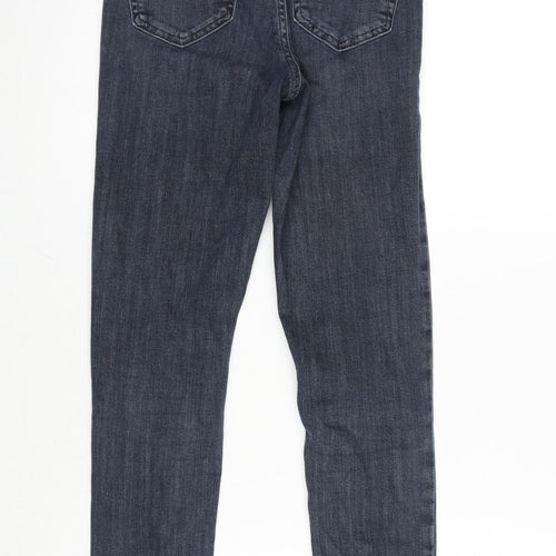 Topshop Womens Grey Cotton Blend Straight Jeans Size 26 in L32 in Regular Zip