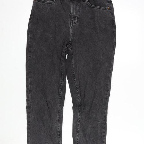 Denim & Co. Womens Grey Cotton Straight Jeans Size 6 L25 in Regular Zip