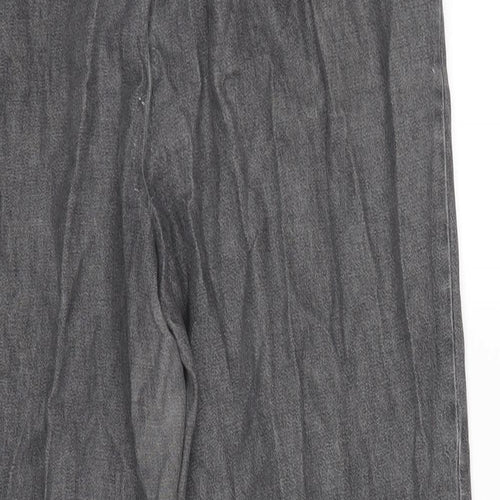 Market & Spencer Womens Grey Cotton Trousers Size 16 L26.5 in Regular