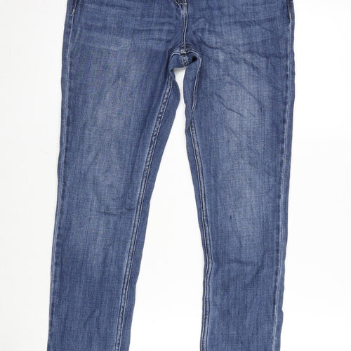 NEXT Womens Blue Cotton Straight Jeans Size 6 L29 in Regular Zip