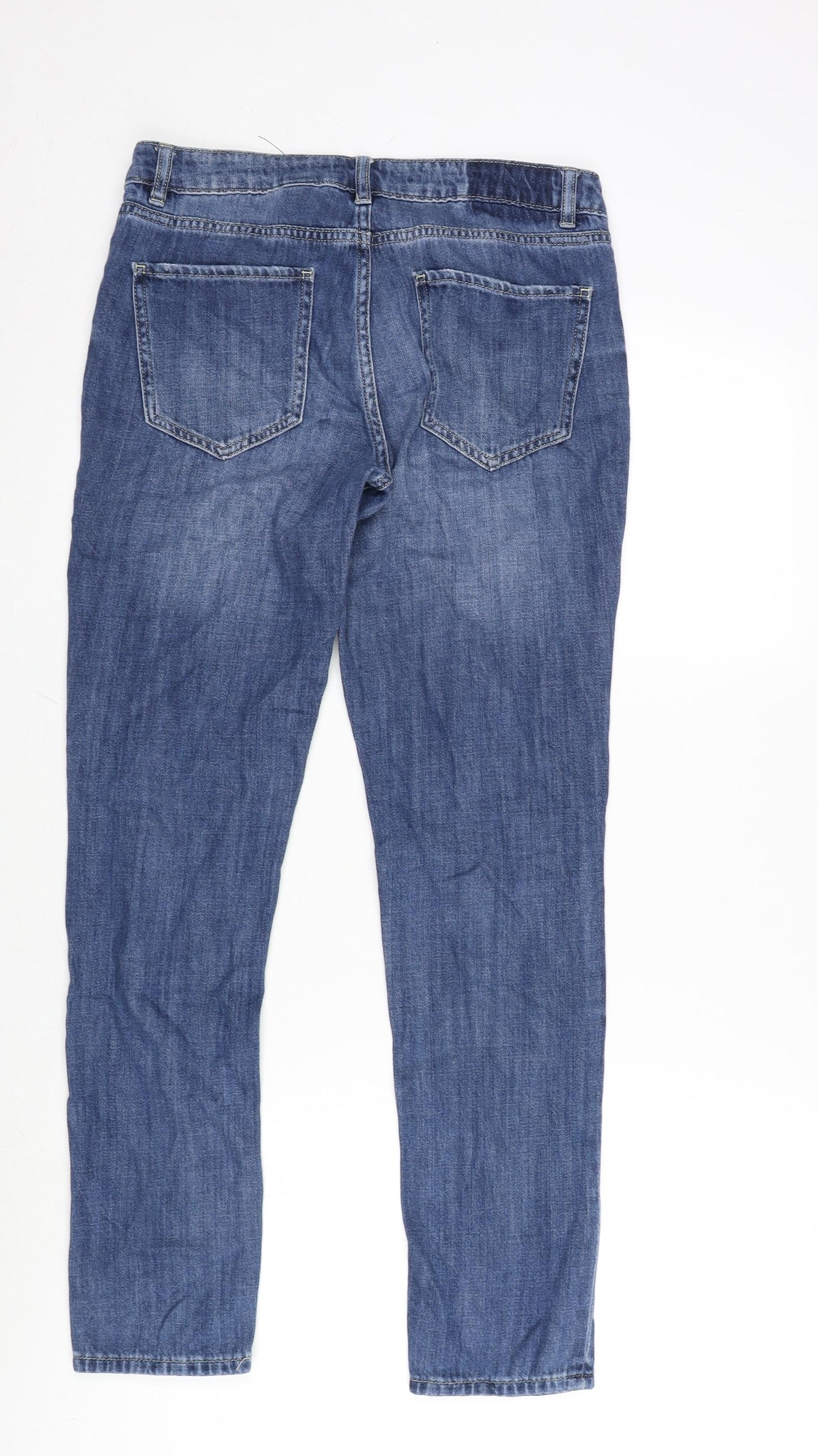 NEXT Womens Blue Cotton Straight Jeans Size 6 L29 in Regular Zip