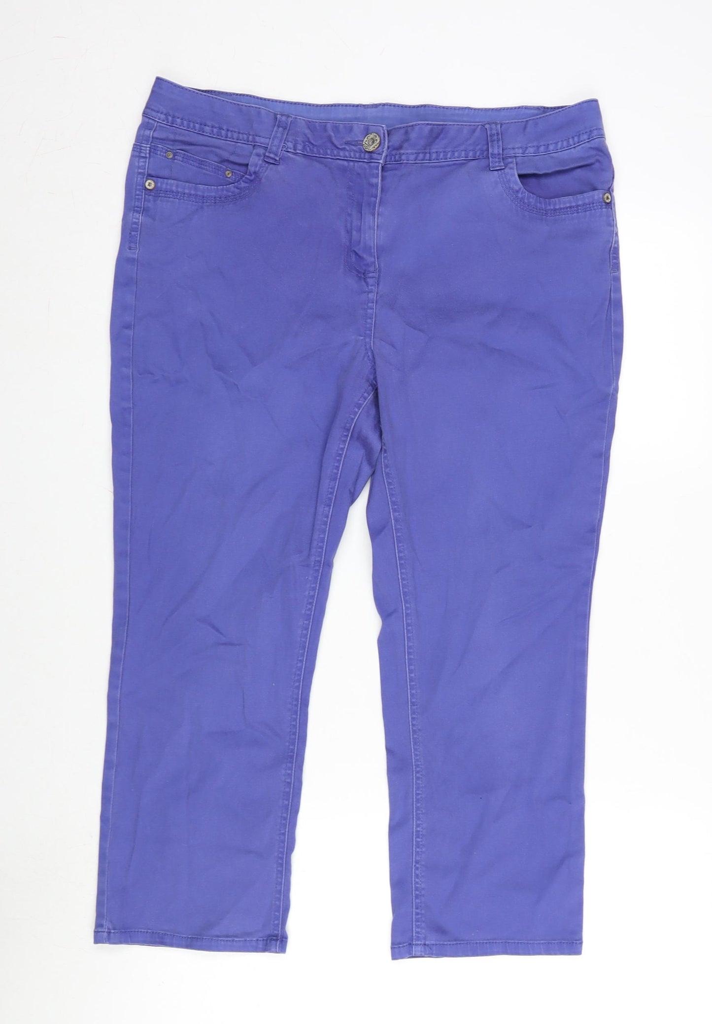 George Womens Purple Cotton Blend Cropped Jeans Size 16 L23.5 in Regular Zip