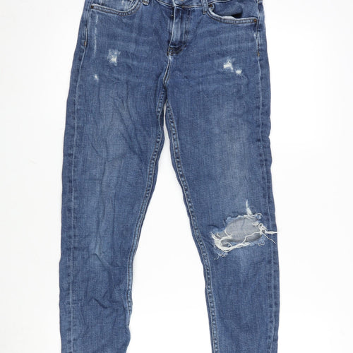 Topshop Womens Blue Cotton Blend Straight Jeans Size 26 in L32 in Regular Zip