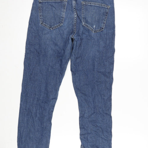 Topshop Womens Blue Cotton Blend Straight Jeans Size 26 in L32 in Regular Zip