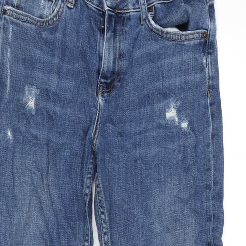 Topshop Womens Blue Cotton Blend Straight Jeans Size 26 in L32 in Regular Zip