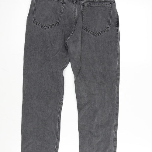 River Island Girls Grey Cotton Tapered Jeans Size 10 Years L23.5 in Regular Zip