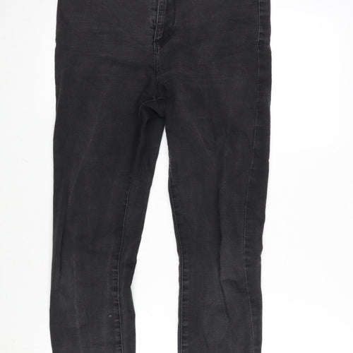 Denim & Co. Womens Grey Cotton Blend Tapered Jeans Size 12 L27 in Regular Zip - Raw Hem