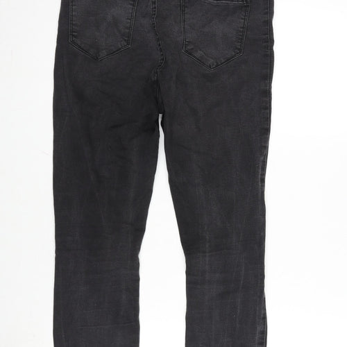 Denim & Co. Womens Grey Cotton Blend Tapered Jeans Size 12 L27 in Regular Zip - Raw Hem