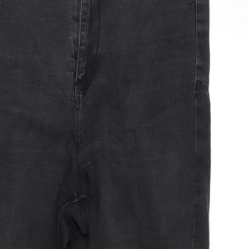 Denim & Co. Womens Grey Cotton Blend Tapered Jeans Size 12 L27 in Regular Zip - Raw Hem