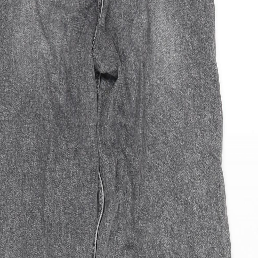 H&M Girls Grey Cotton Wide-Leg Jeans Size 12-13 Years L27 in Regular Zip